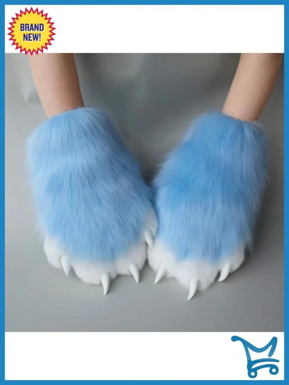 Comfy Furry Paws Faux Fur Fursuit Cat Paw Gloves with Claws Cosplay